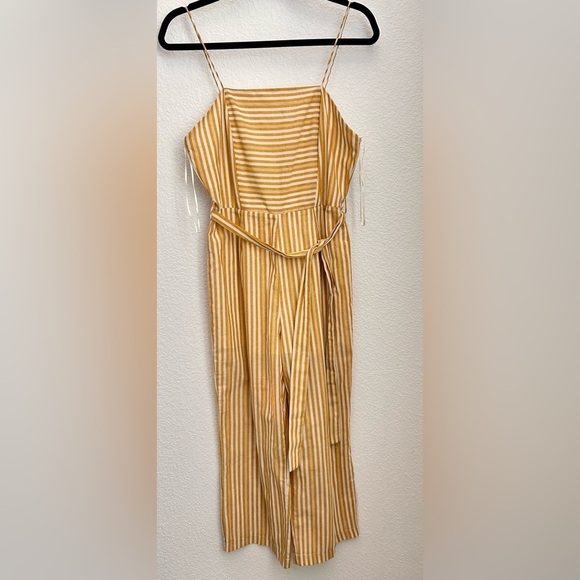 💖5 for $50💖SIENNA SKY Jumper spaghetti straps striped yellow and white Lined - Picture 3 of 12
